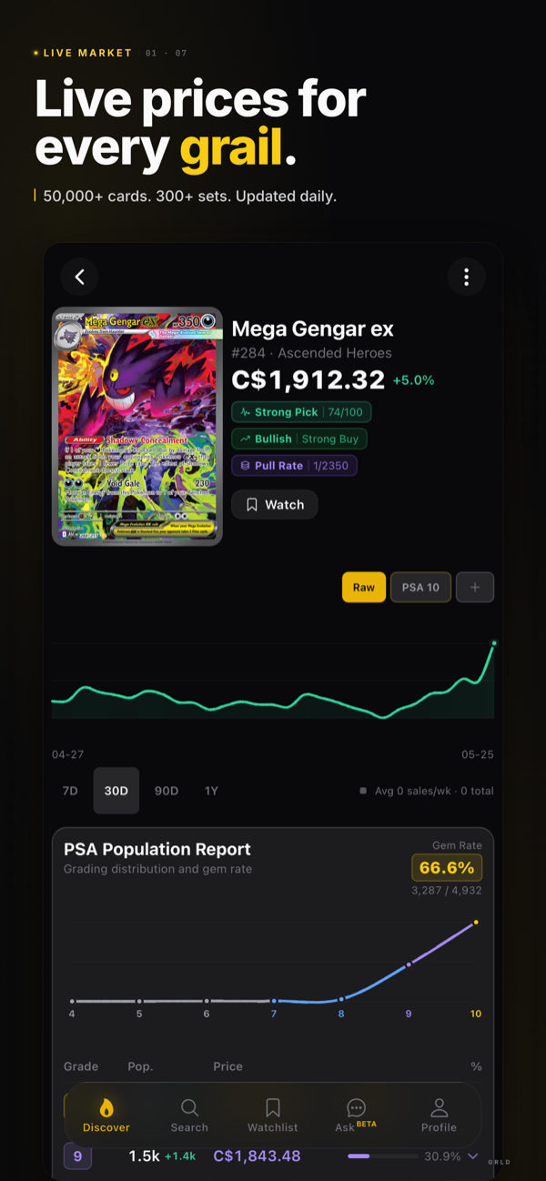 GRLD live market prices for every card